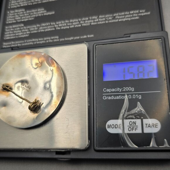 VTG Taxco Sterling Aztec Monkey Brooch 2" Black Enamel Turquoise Inlay Signed RH - Picture 9 of 10